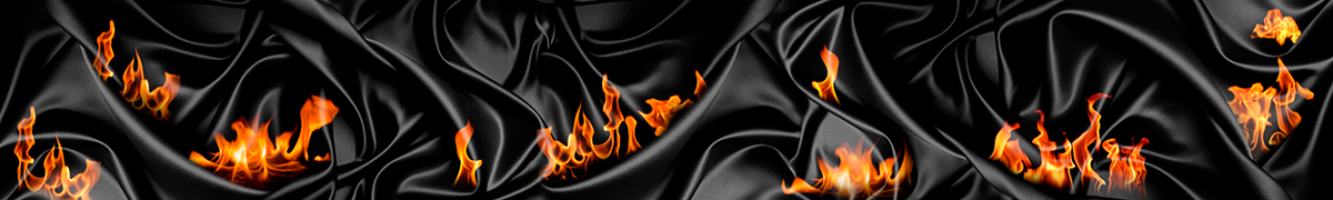 Стеклянный кухонный - фартук огонь на чёрной ткани